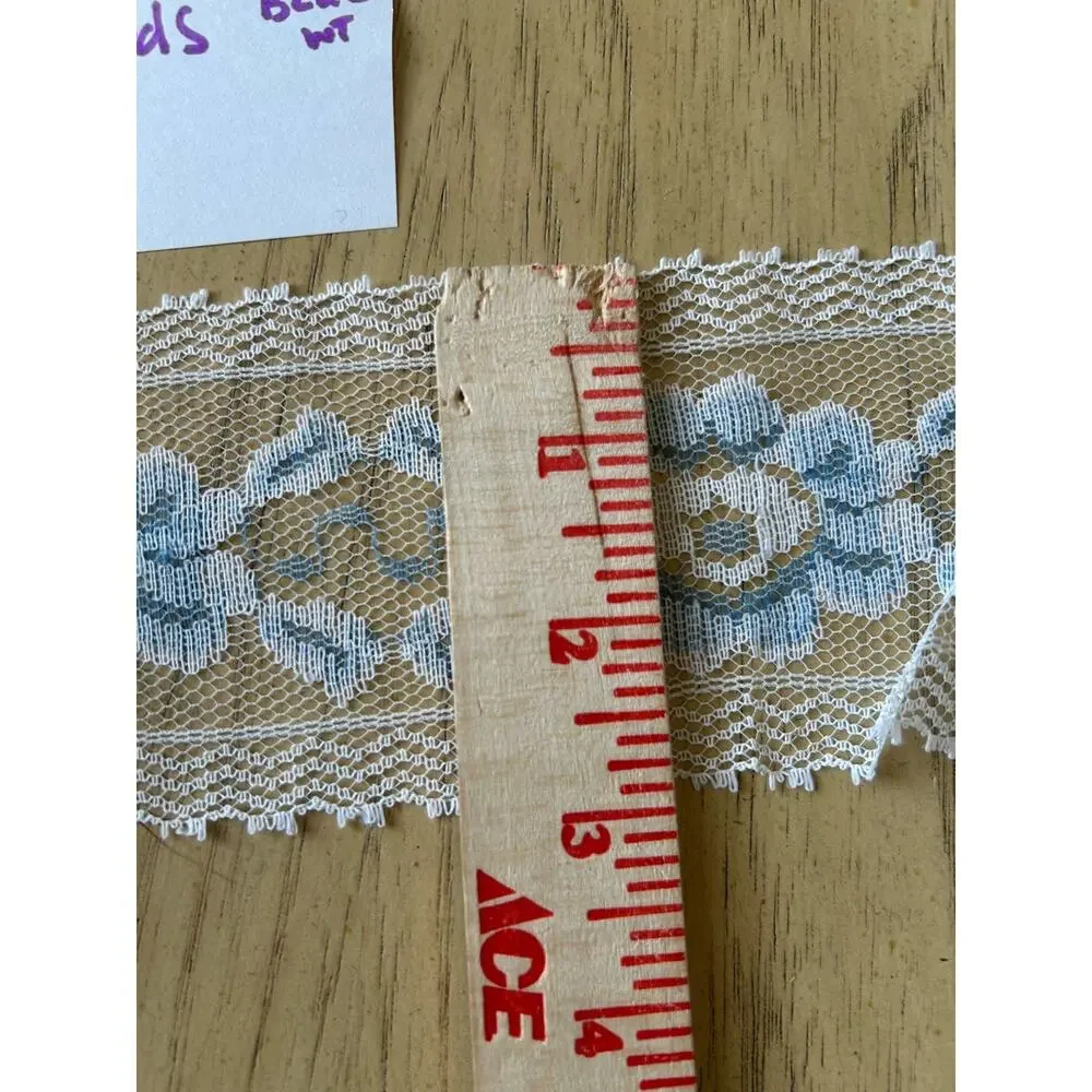 Vintage Blue Beige Lace Floral Trim Edging Crafting Sewing 3” inch 5 yds Yard